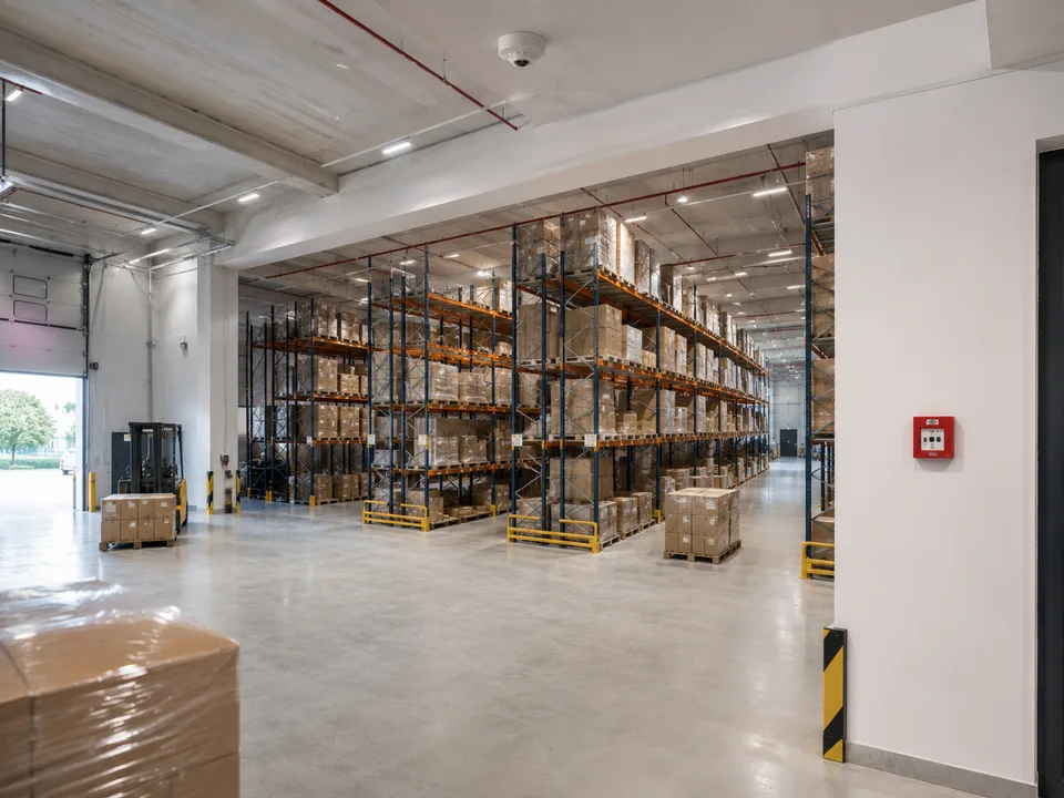 Lager- oder Logistikhalle mit Brandwarnanlage