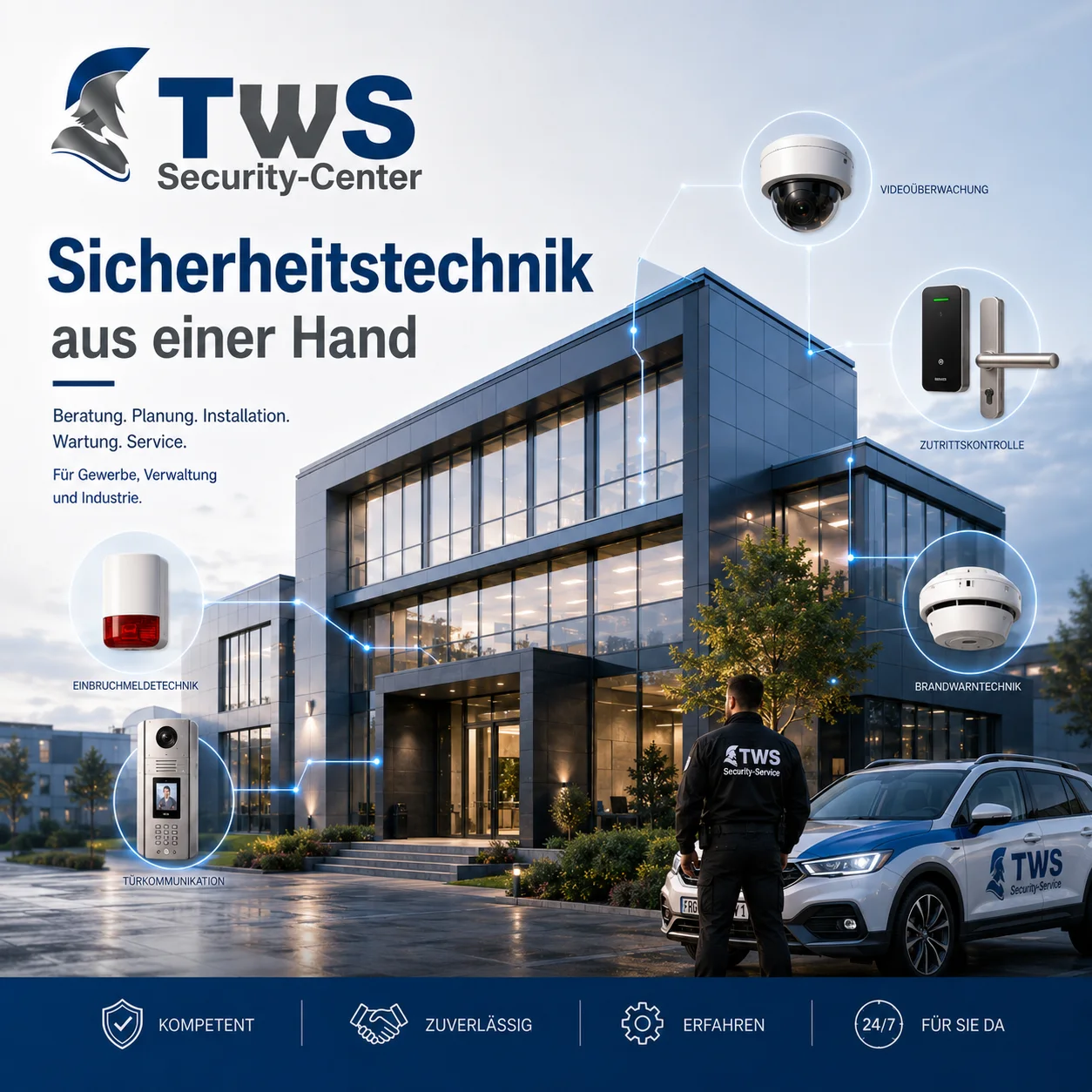 TWS Sicherheitstechnik mit Alarmanlage, Videoüberwachung, Brandwarntechnik und Zutrittskontrolle