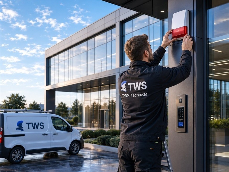 TWS Techniker wartet und prüft Alarm- und Zutrittstechnik am Objekt.