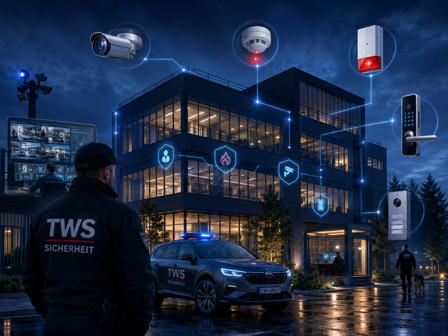 TWS Sicherheitsdienst und Sicherheitstechnik für Gewerbeobjekt mit Alarm, Videoüberwachung und Zutrittskontrolle